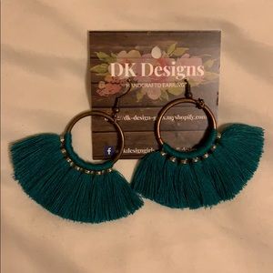 Local Business Teal Fringe Earrings